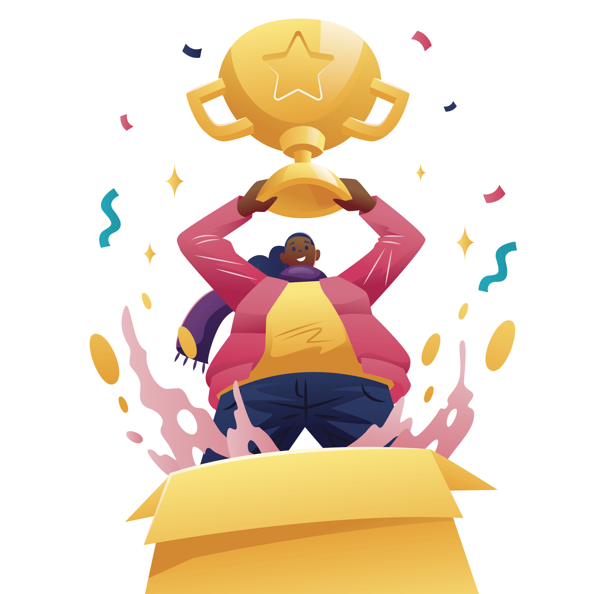 woman holding up trophy image
