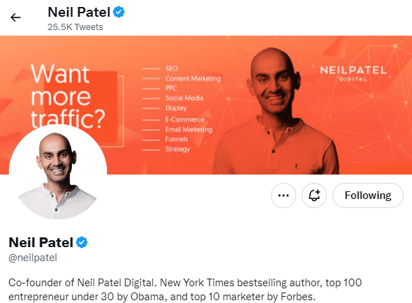 Neil Patel Twitter Social Media Profile Picture