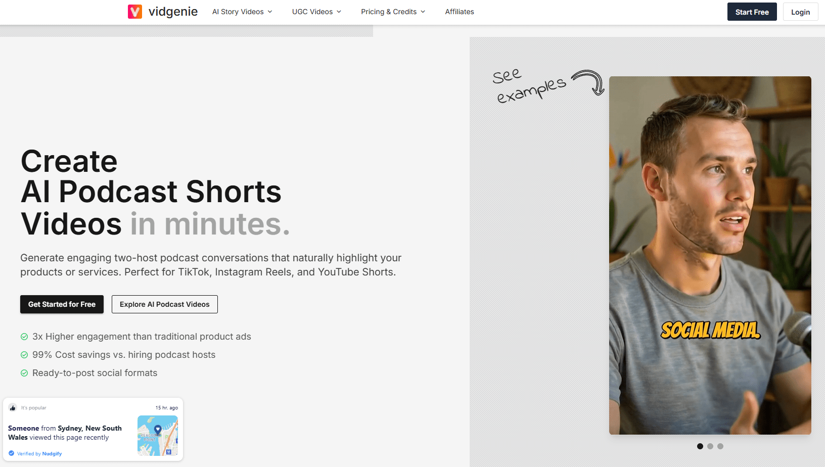 VidGenie.ai create podcasts for social media